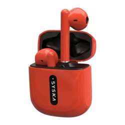 Syska Sonic Ear Buds IEB450 Bluetooth Headphone with 4Hr Play Time (Cherry Red, True Wireless)